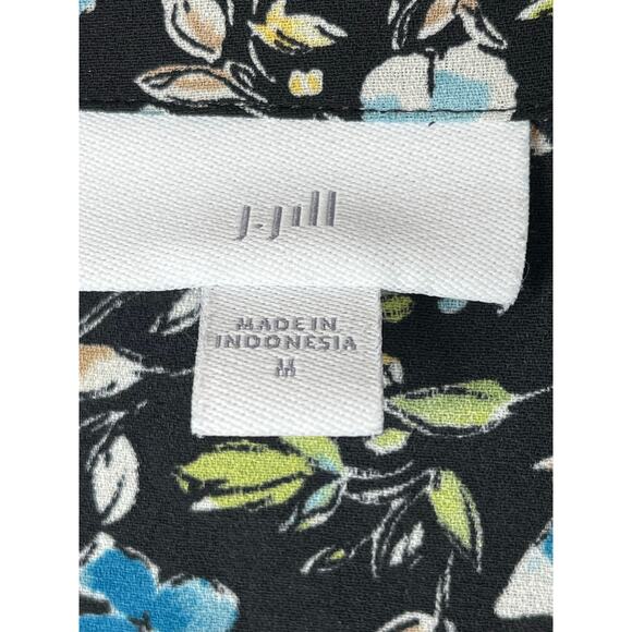 J. Jill floral tiered layered button up blouse, dark floral, size M, EUC - Picture 2 of 13